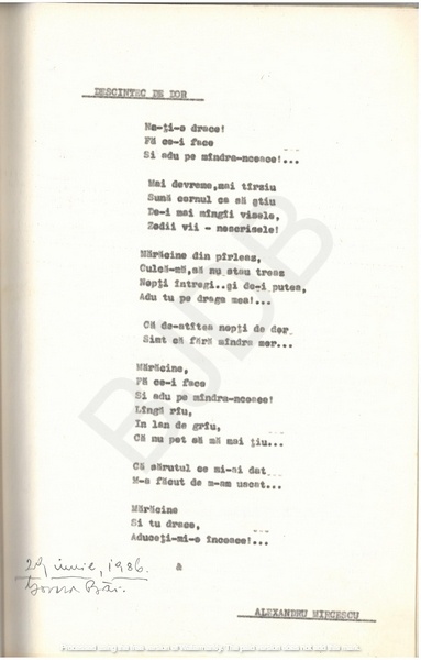 M-1076-1130-46 - 55 de Poezii în manuscris dactilografiat. ALEXANDRU MIRCESCU